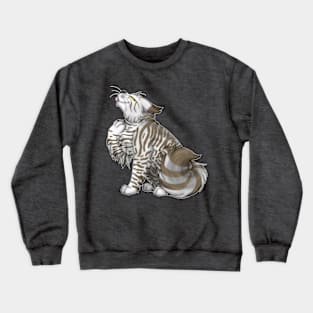 Silver-Amber Tabby Longhair Crewneck Sweatshirt